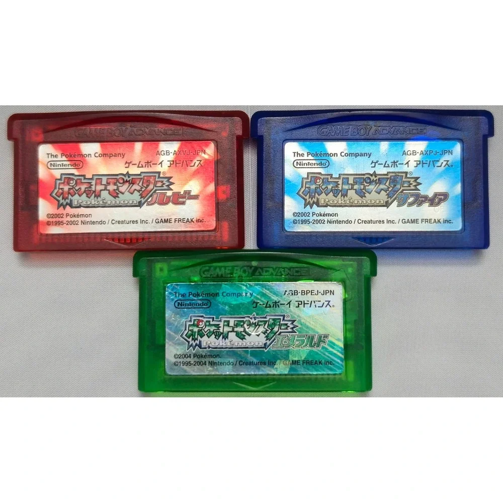 Pokémon Ruby Sapphire Emerald (GBA) Japan Import Bundle - Tested & Saves